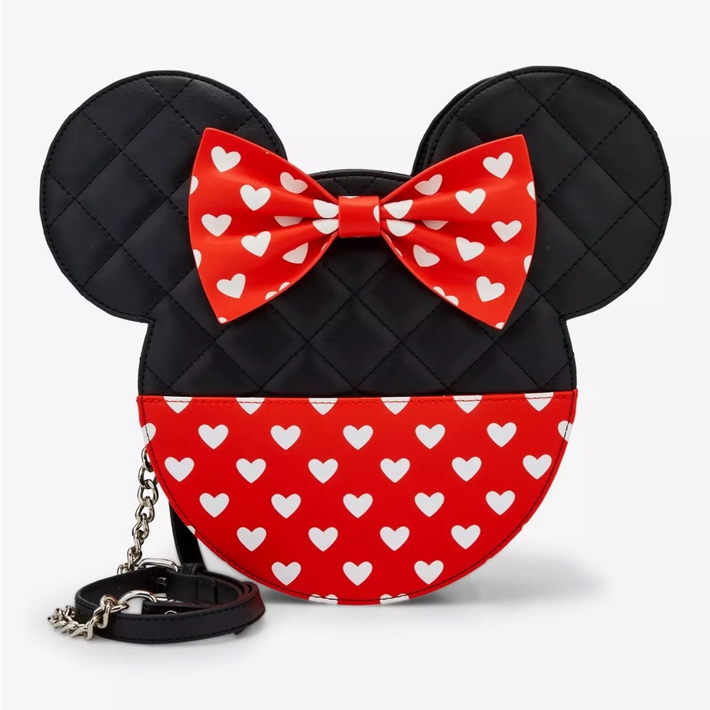 Loungefly Disney Mickey & Minnie Hearts Double Sided Crossbody Bag
